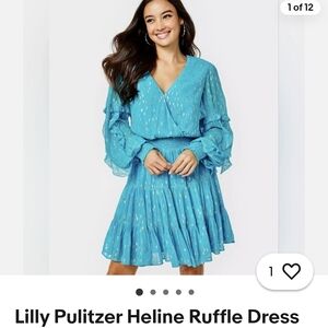 Lilly Pulitzer Blue Long Sleeve Ruffle Dress